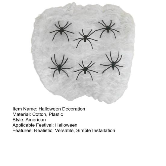 Halloween Decoration White Spider Web Stretchable Cotton Cobweb Decor with 100 Plastic Spiders Safe Indoor Halloween Props