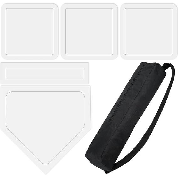Hiboom Baseball Base Set with Portable Carrying Bag 3 Throw Down Bases 1 Homeplate 1 Pitching Rubber for Baseball Kickball Softball Backyard белый