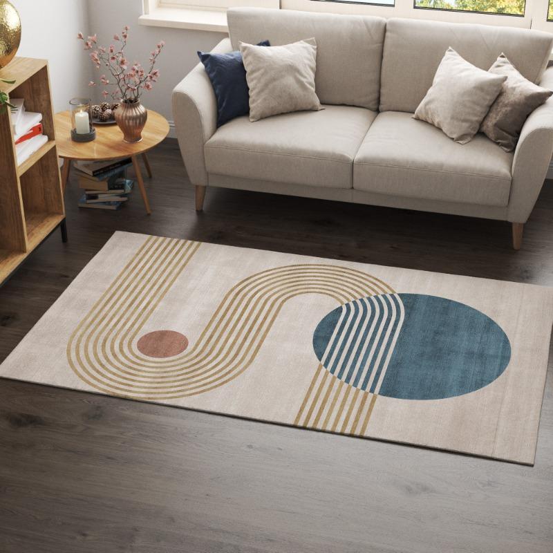 Minimalist Mid Century Rug Neutral Tone Carpet Scandinavian Inspired Decor Living Room Bedroom Rugs Area Rug Washable Carpet