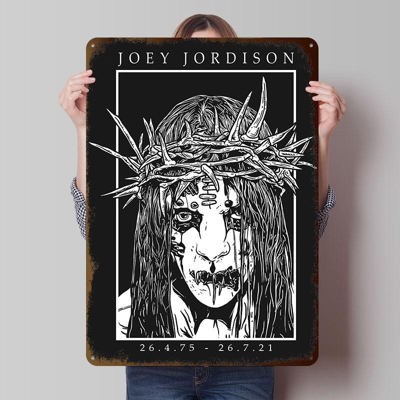 Joey Jordison Portrait Tinplate Posters Customizable Wall Art Retro Vintage Metal Signs for Home Room Garage Decoration Gaming 20X30CM