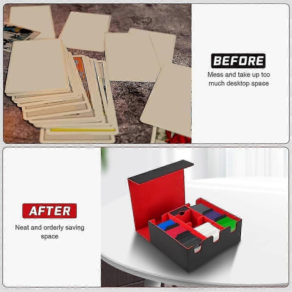 Card Storage Box For Trading Cards, Magnetic Closure Tcg Storage Box For , Yugioh, And Sports Cards Red+black