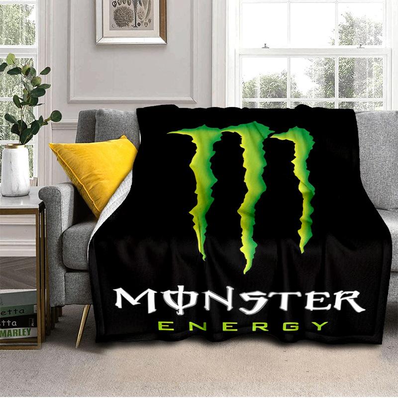 Výkonná energetická nápojová logo deka Vhodná na pohovky, postele, kancelárie a kempovanie - Perfektný darček na Halloween Vianoce