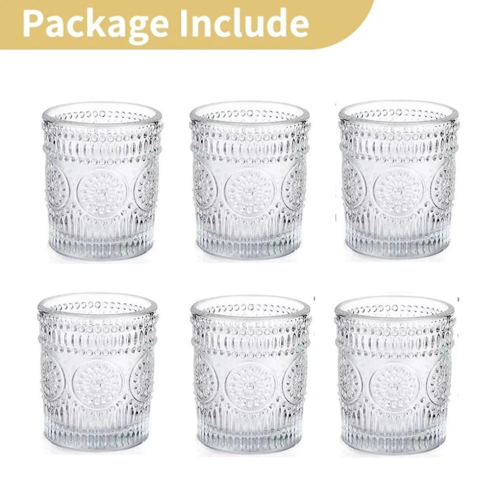 6/12Pcs Votive Glass Candle Holders Centerpiece Table LED Tea Light Candlestick for Home Birthday Wedding Party