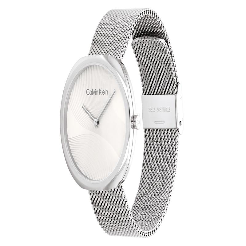 CALVIN KLEIN / watch quartz movement stainless steel strap 36.6mm silver dial women's watch fluctuating style fashionable waterproof 25200245-gj