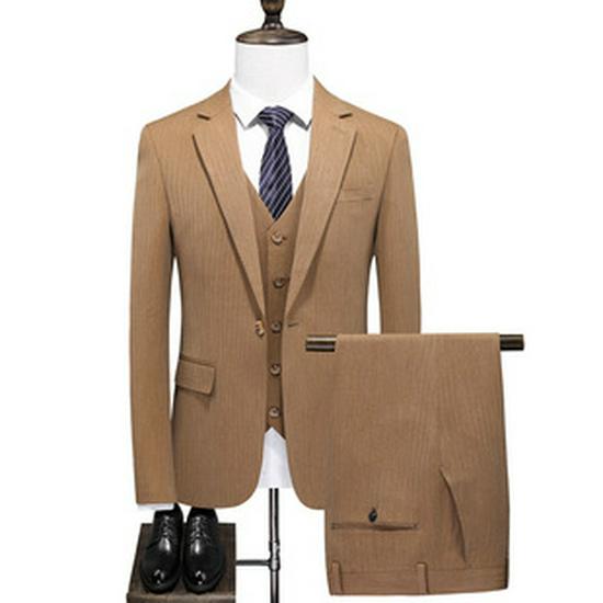 Herren Herbst Übergröße Zweireihiges Dreiteiliges Anzugset - Formelle Hochzeitskleidung