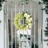 Artificial Spring Wreath White Rose Wreath Summer Wreath for Front Door Wall Wedding Indoor and Outdoor Decorations