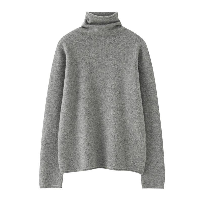 Women's 100% Pure Cashmere High Neck Sweater - Warm, Versatile Pullover for Autumn/Winter.