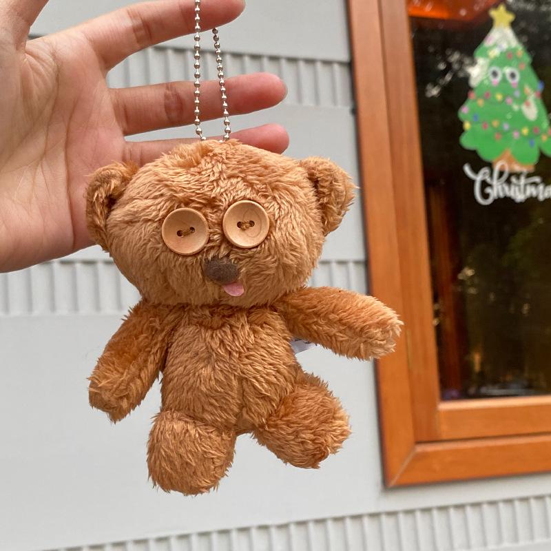 Xiaohongshu New Christmas Button Teddy Bear Plush Bag Pendant Pendant Cute Bear Doll Keychain Gift