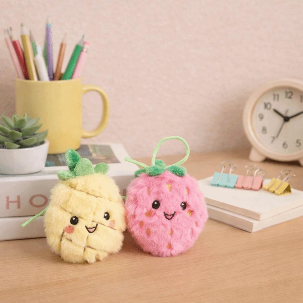 Super Soft-haired Fruit Plush Charm Miniature Strawberry/Pineapple Shape Plush Fruit Ornament Plush Stuffed Doll Bag Decoration