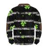 Mens Christmas Sweater Zip Up Sweatshirts Vintage Knit Graphic Sweatshirt St. Patrick's Day Stand Collar Pullover