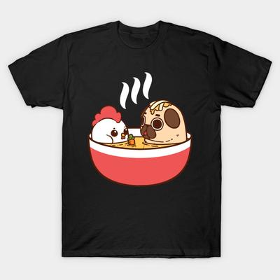 Unisex Fashion TShirt Chicken Noodle Puglie Print TShirt Plus Size S-5XL T-Shirt 100%Cotton Tops O Neck Short Sleeve Tees