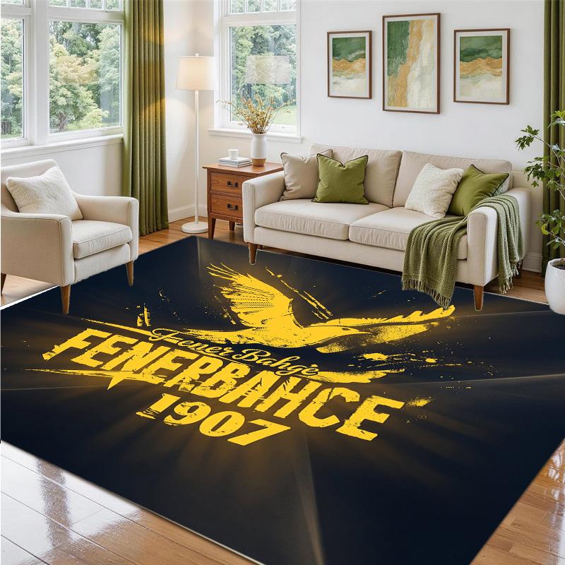 Fenerbahçe FC Design Crystal Velvet Rug Soft Decorative Mat for Bedroom Entrance