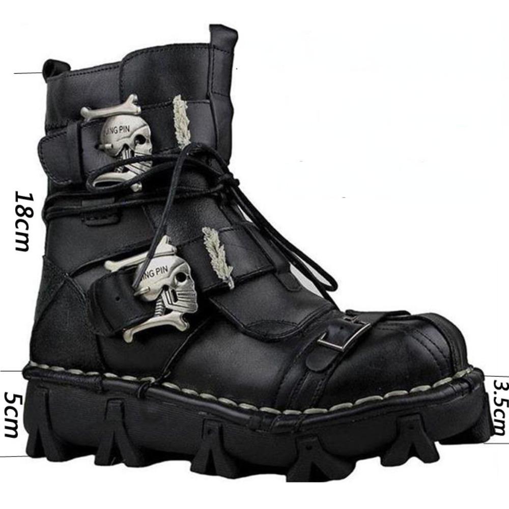 Autumn and Winter Men's Leather High Top Desert Short Boots, Motorcycle Boots, Thick Soled Punk Leather Boots