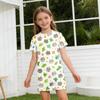 Mädchen lockeres kurzärmeliges Kleid leicht rundhalsig lässiges Kleid mit Tiermotiv bequemes Sommerkleid für Kinder