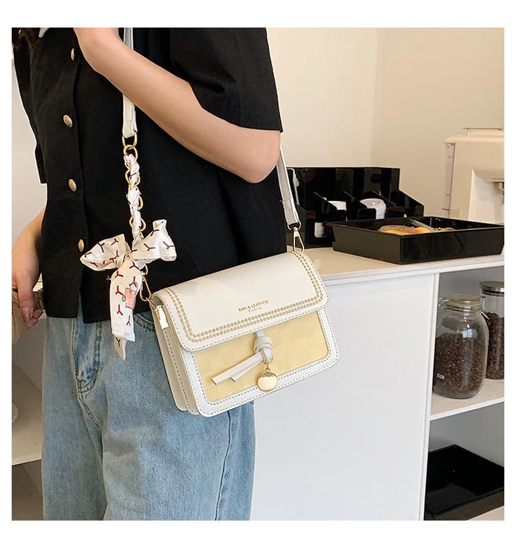 2024 New Color Block Women's Shoulder Bag Ins Fashion Plaid Scarf Crossbody Bag