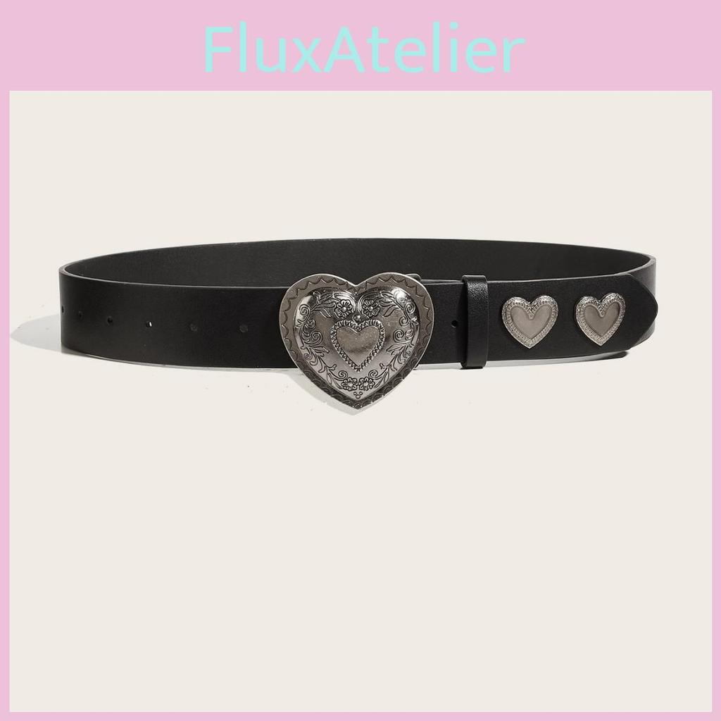 Color Solid Retro Summer Punk Leather Belt With Heart Snap Closure Look Trendy