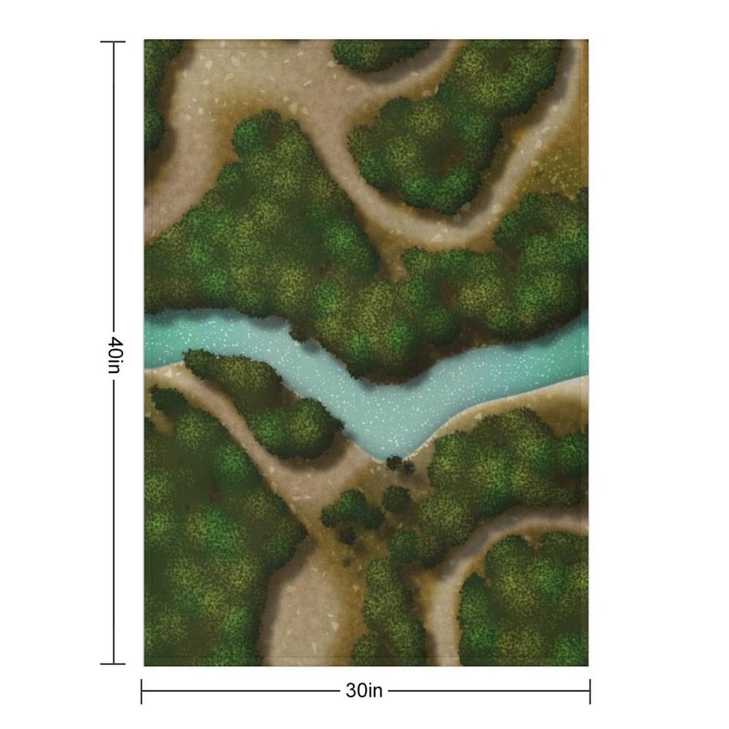 Forest Trails and Stream 002 Battle Map for Table Top RPG Miniatures Throw Blanket warm winter For Sofa Thin Blankets