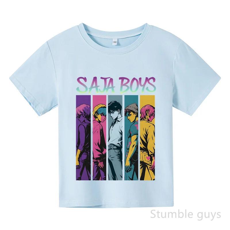 Kids Summer KPop Demon Hunters T-shirt Huntrix Anime Tshirt Boys Clothes Girls