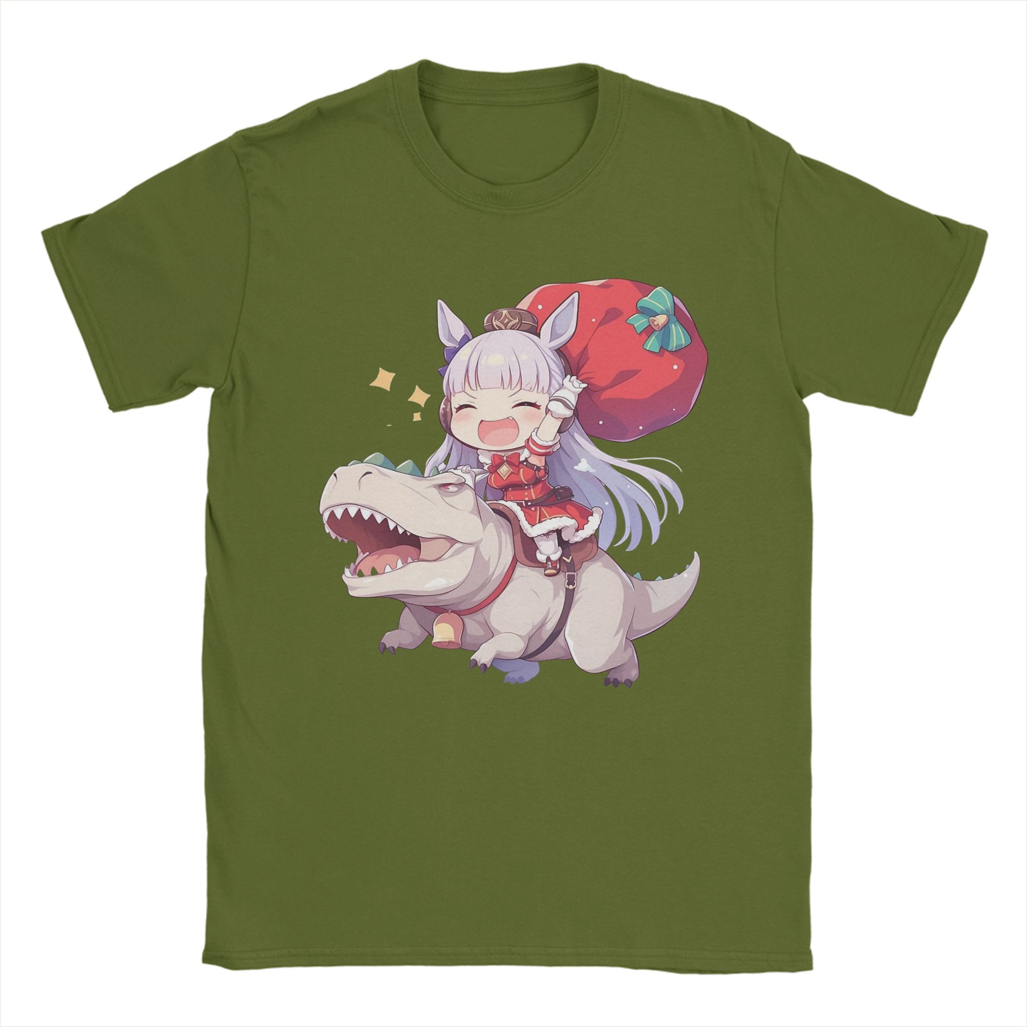 

Men s Gold Ship Christmas Dinosaur Ride T Shirts Uma Musume Pretty Derby Anime Pure Cotton Short Sleeve O Neck Tee Shirt T-Shirt 4XL