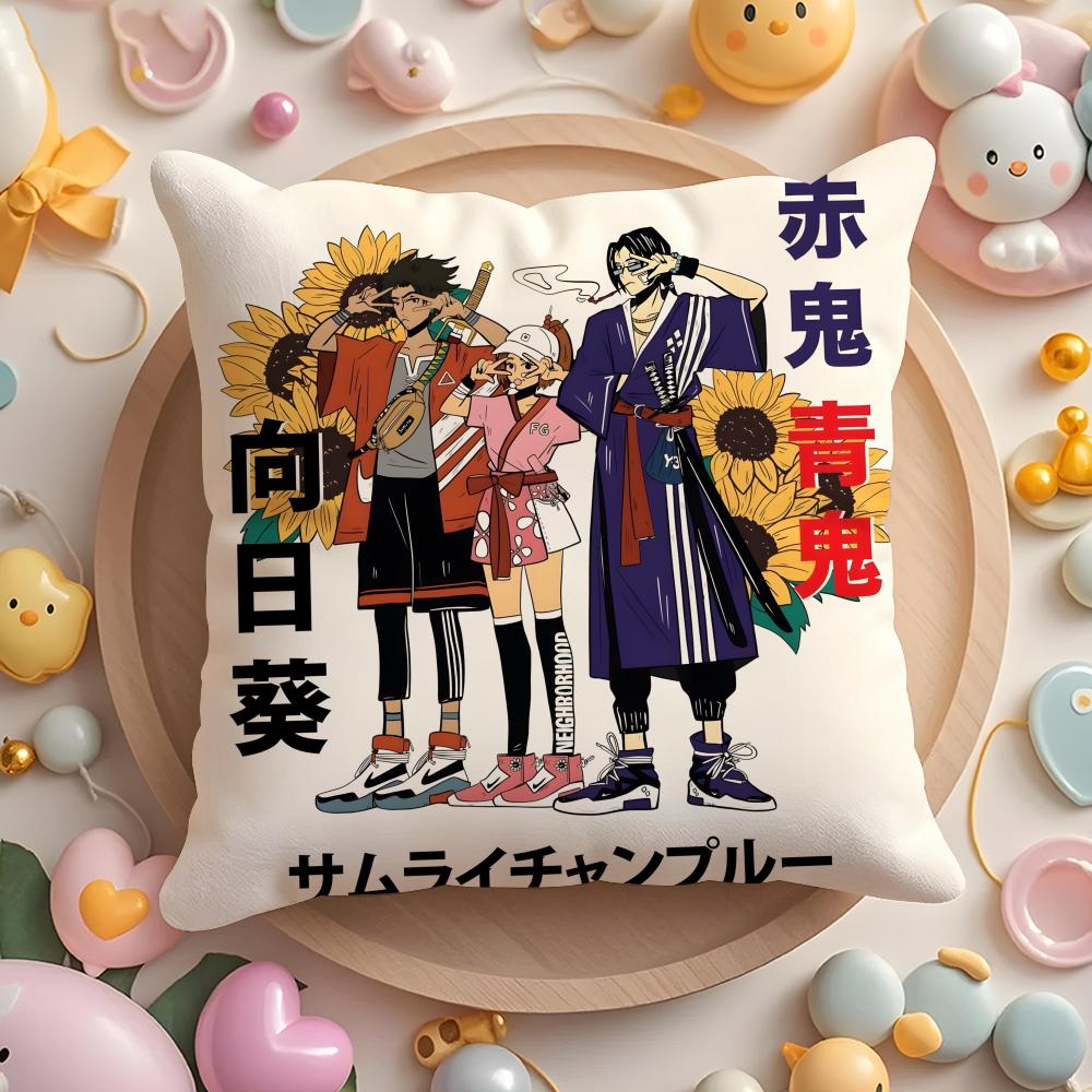 

S-Samurai C-Champloo Anime Cushion Cover Home & Car Multi-Scene Pillow Cover - Reversible, Soft & Durable for Daily Use 30cmx30cm
