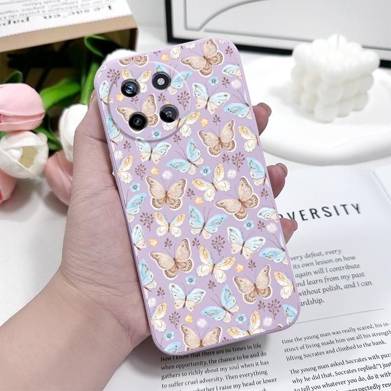 Custodia per Telefono con Farfalla Volante per OPPO Realme 13 12 11 10 9 9i 8 8i 7 Pro Plus C35 C21Y C25Y C25 4G 5G Cover in Silicone Liquido