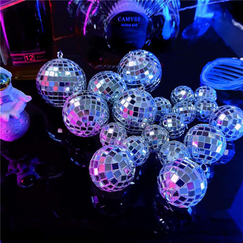 

A34R 120 Pcs Mirror Disco Ball Hanging, Glass Disco Ball Decor, Disco Party Decorations, For Holiday Party Decor With Rope NONE серебряный