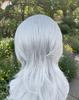 Ashely Sliver Gray Wig Cosplay Shoulder Length Mullet Wigs Layers Ponytail 13x4 Synthetic Lace Front Wig for Women Glueless Wigs