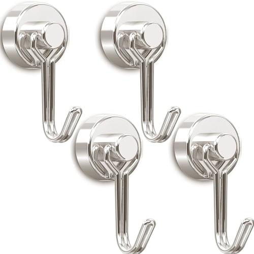 

Homion [Set of 4] Small, Rust-Resistant Stainless Steel Magnetic Hooks with Magnetic Attachments, 20mm Diameter, 10kg Vertical Load Capacity, Corrosio