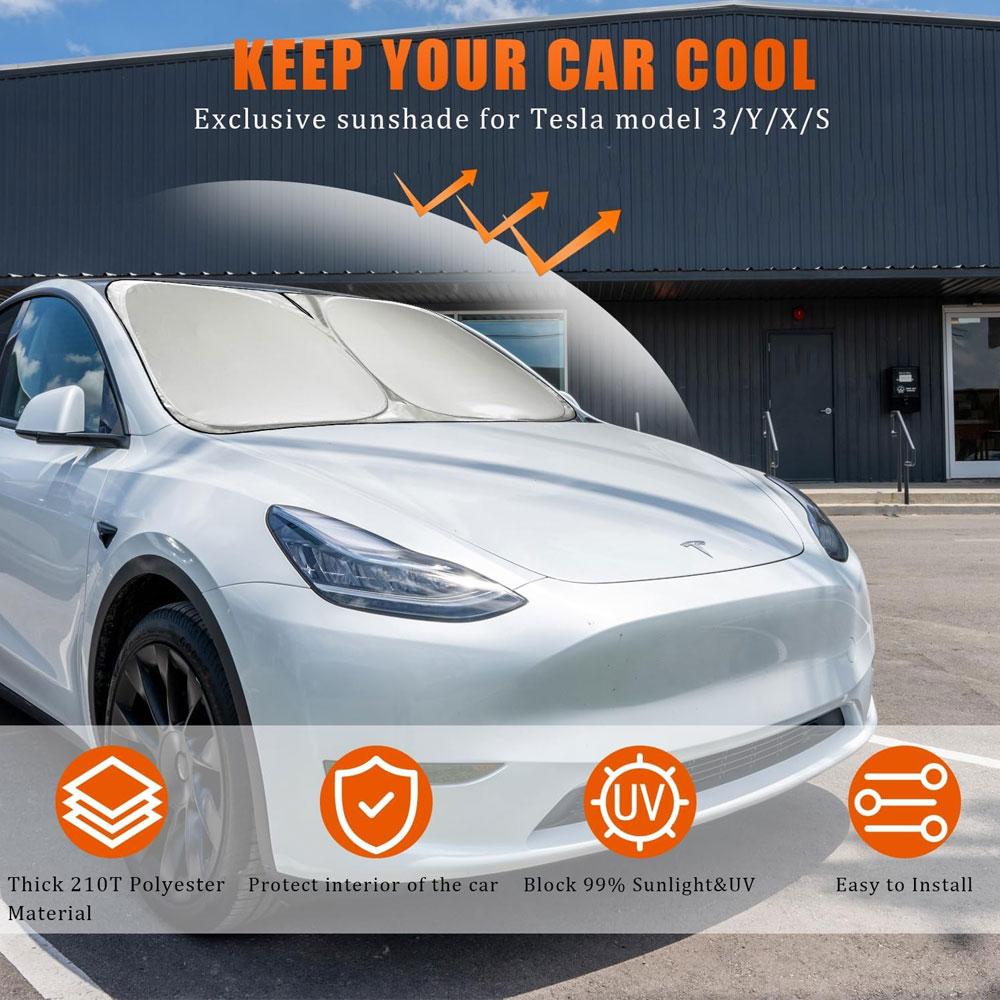 For Tesla Model 3 highland Windshield Sun Shade Model Y/3/S/X Folding Front Window Sunshade Cover Block Heat & UV,Car Sun Shade
