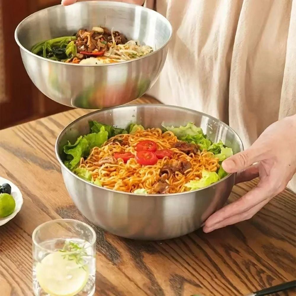1Pcs Stainless Steel Salad Bowls 17/19/23/25/27cm with Scale Egg Flour Mixing Basin 700/1200/2000/2500/3000ml