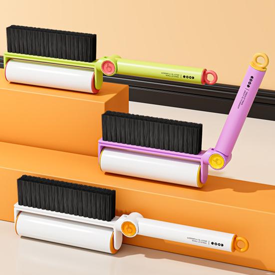 Lint Brush Soft-Bristled Cleaning Brush with Tear-Off Adhesive Roller Ergonomic Handle Clothing Bedding Pets Lint Cleaner