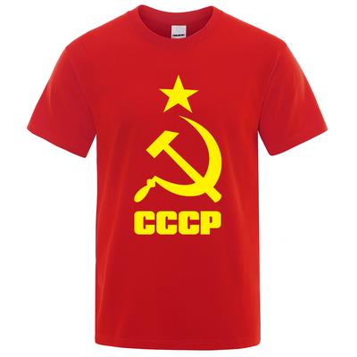 CCCP Russian T Shirts Men USSR Soviet Union Man Short Sleeve Tshirt Moscow Mens Tees Brand O Neck Tops Clothing Shirt