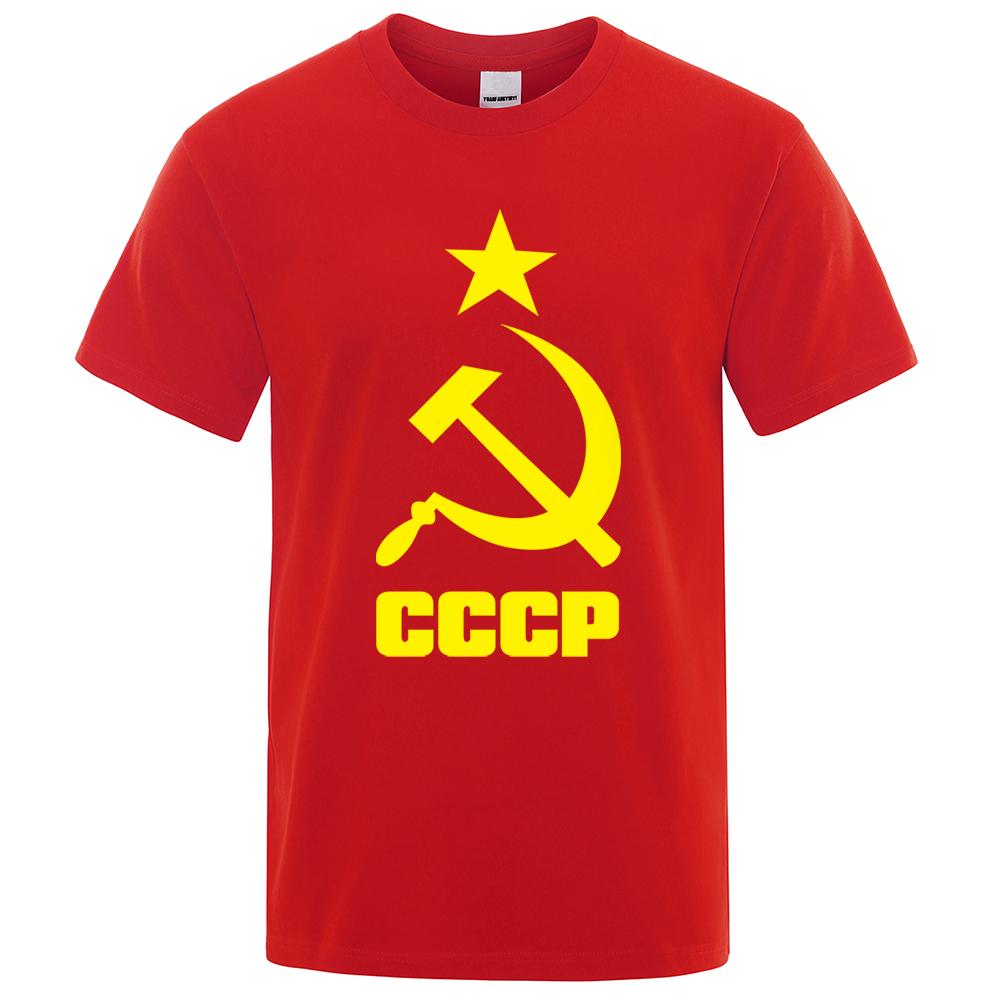 CCCP Russian T Shirts Men USSR Soviet Union Man Short Sleeve Tshirt Moscow Mens Tees Brand O Neck Tops Clothing Shirt