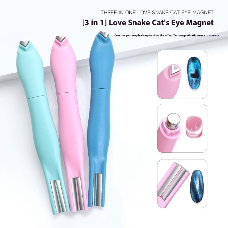 Triple Purpose Magnetic Nail Art Tool Cats Eye Gel Polish Applicator Strong Suction Design Compact Nail Art Accessories