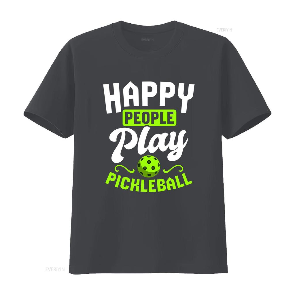 Happy People Play Pickleball T Shirt Paddle Funny Player Paddleball Sport Lover Vintage Top For Everyday Wear Homme