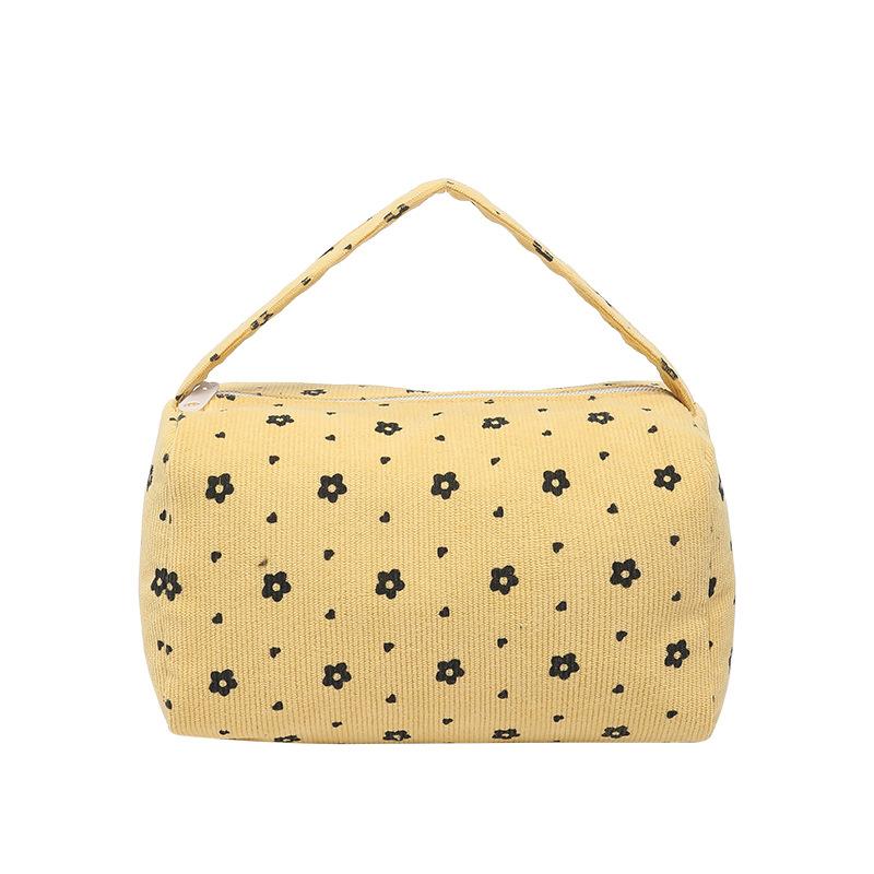 Spring New Japanese Cute Fresh Wind Flower Handbag Soft Girl Corduroy Simple Small Square Bag