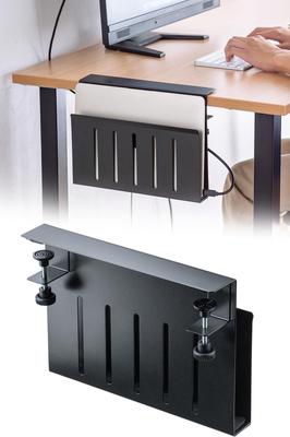 Sanwa Direct Desk Side Storage Clamp Load Capacity 3kg Steel Black Laptop/Tablet/Documents 200-STN068BK