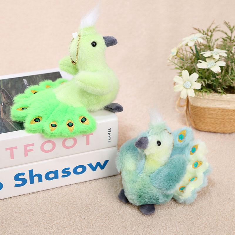 Cute Peacock Doll Pendant Keychain Animal Plush Toy Unisex Bag Hanging Ornaments Polyester PP Cotton Filling 12cm 14 Years
