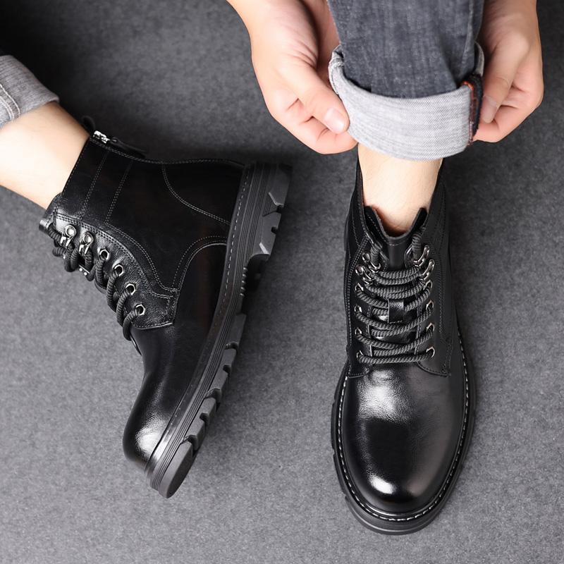 Fashion Men Comfortable Walking Boot 2024 Men's High-top Fashion Shoes New Motorcycle and Ankle Boots Waterproof Boots Men Leather Shoes