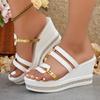 Women's Wide Width Platform Sandals, Roman Style Wedge Heel Slides, European Summer Slippers for Women