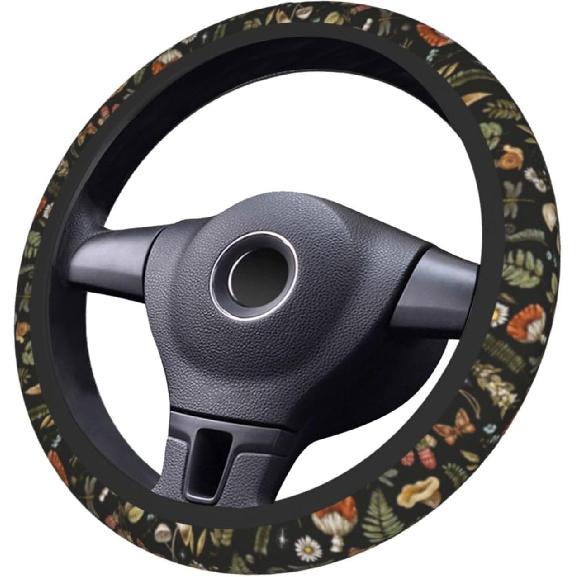 Mushroom Steering Wheel Cover Universal 14.5-15 Inch Non-Slip Mushroom Car Accessories for Women Men