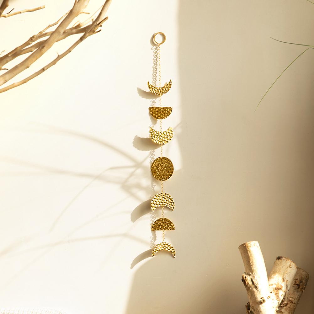 Handmade Hammered Moon Phase Hanging Ornaments Boho Wall Decor For Bedroom Home Dorm Living Room