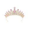 Pink Bridal Crown Three Piece Suit Wedding Crown Tiara Necklace Earrings Korean Super Fairy Wedding Dress Accessories