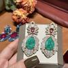 Women's Light Luxury Design Elegant Inlaid Zircon Water Droplet Long Earrings Fashionable And Versatile Niche Design Earrings
