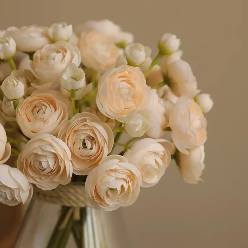 Fashion 28cm Length Artificial Camellia Bouquet Lotus Silk Flower Bouquet Fake Handmade Craft Wedding Bouquet Home Decoration