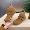 Fashion Fashion Booties Autumn New Round Toe Suede Metal Buckle One Strap Soft Sole Anti-slip Wear-resistant Flats