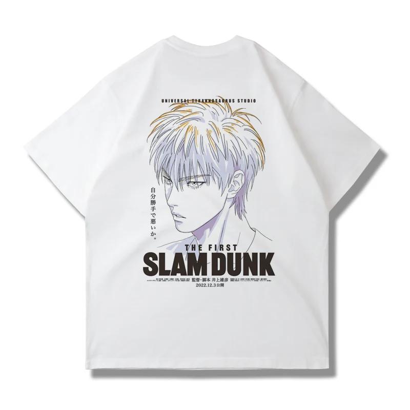 Japanese Anime Slam Dunk Master Big Movie Blockbuster Short Sleeve T-shirt Summer Loose 100% Cotton Sakura Ikebana