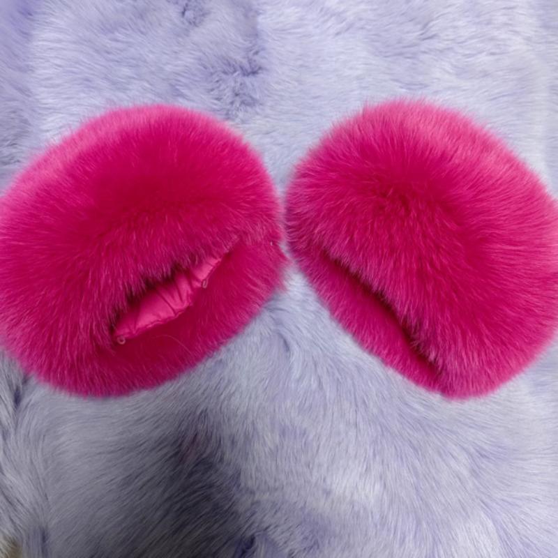 Real Fox Fur Cuffs Arm Warmer Winter Plush Windproof Women Wrist Cuff Sleeves Gloves Pompom Bracelet Wristband Sleeves Accessory