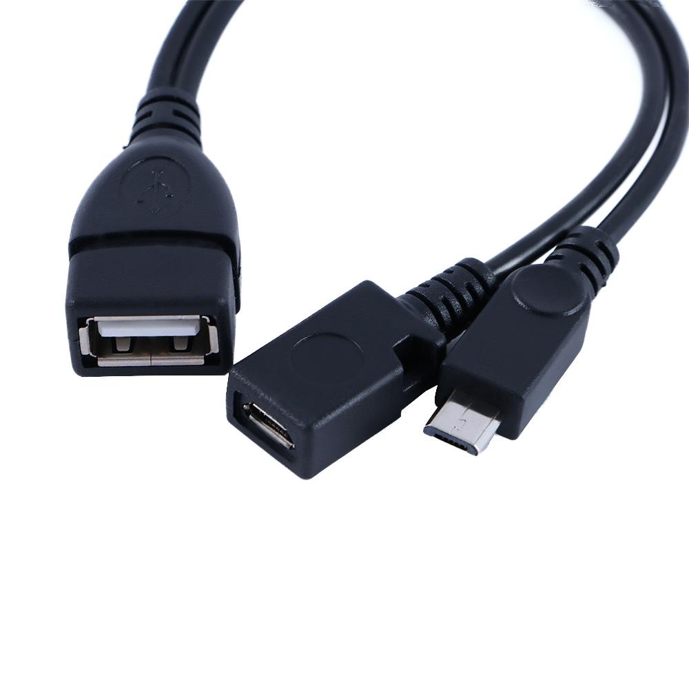 2-in-1 Male Female USB OTG Cable Adapter Power Cable Data Cable Y Splitter USB Adapter OTG Cable