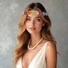 Stretchy Band Crochet Flower Headband Cute Colorful Design Comfortable Fit for Teen Girls Summer Sports Outdoor Activities